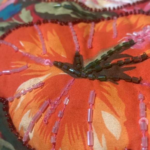 Colorful flower printed purse with gorgeous hand beading and sequins detailing - Picture 9 of 17